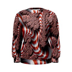 Fractal Abstract Red White Stripes Women s Sweatshirt
