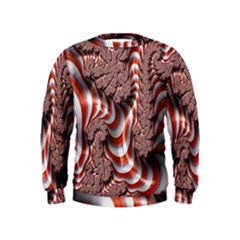 Fractal Abstract Red White Stripes Kids  Sweatshirt