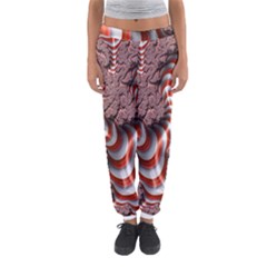 Fractal Abstract Red White Stripes Women s Jogger Sweatpants