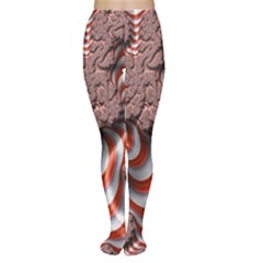 Fractal Abstract Red White Stripes Women s Tights