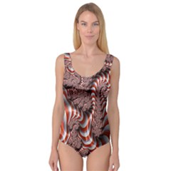 Fractal Abstract Red White Stripes Princess Tank Leotard 