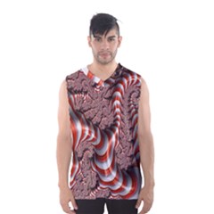 Fractal Abstract Red White Stripes Men s Basketball Tank Top