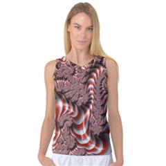 Fractal Abstract Red White Stripes Women s Basketball Tank Top