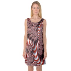 Fractal Abstract Red White Stripes Sleeveless Satin Nightdress