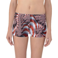 Fractal Abstract Red White Stripes Boyleg Bikini Bottoms