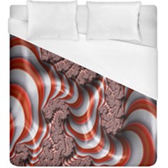 Fractal Abstract Red White Stripes Duvet Cover (King Size)