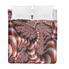Fractal Abstract Red White Stripes Duvet Cover Double Side (Full/ Double Size)