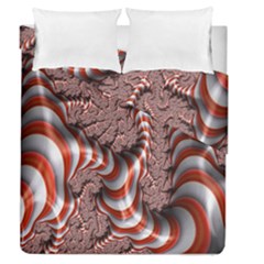 Fractal Abstract Red White Stripes Duvet Cover Double Side (Queen Size)