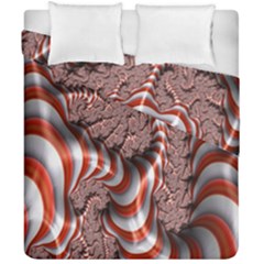 Fractal Abstract Red White Stripes Duvet Cover Double Side (California King Size)