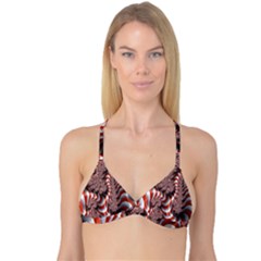 Fractal Abstract Red White Stripes Reversible Tri Bikini Top