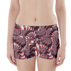 Fractal Abstract Red White Stripes Boyleg Bikini Wrap Bottoms
