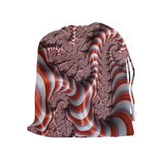 Fractal Abstract Red White Stripes Drawstring Pouches (Extra Large)