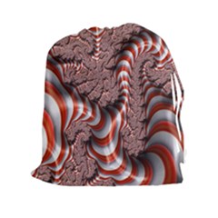 Fractal Abstract Red White Stripes Drawstring Pouches (XXL)