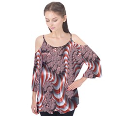 Fractal Abstract Red White Stripes Flutter Tees