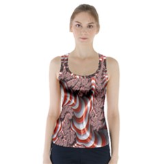 Fractal Abstract Red White Stripes Racer Back Sports Top
