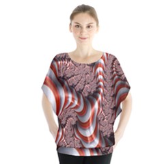 Fractal Abstract Red White Stripes Blouse