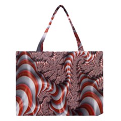 Fractal Abstract Red White Stripes Medium Tote Bag