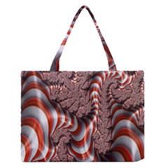 Fractal Abstract Red White Stripes Medium Zipper Tote Bag