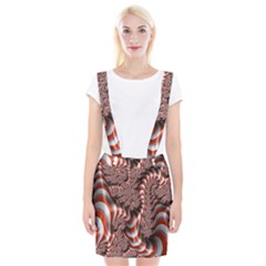 Fractal Abstract Red White Stripes Suspender Skirt