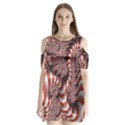 Fractal Abstract Red White Stripes Shoulder Cutout Velvet  One Piece View1