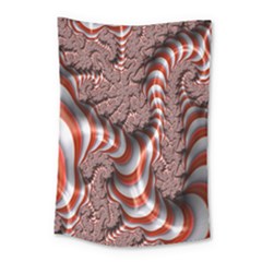 Fractal Abstract Red White Stripes Small Tapestry