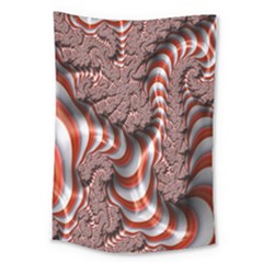 Fractal Abstract Red White Stripes Large Tapestry