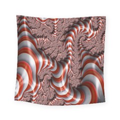 Fractal Abstract Red White Stripes Square Tapestry (Small)