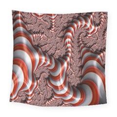 Fractal Abstract Red White Stripes Square Tapestry (Large)