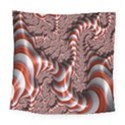 Fractal Abstract Red White Stripes Square Tapestry (Large) View1