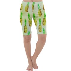 Pineapple Wallpaper Vintage Cropped Leggings  by Nexatart