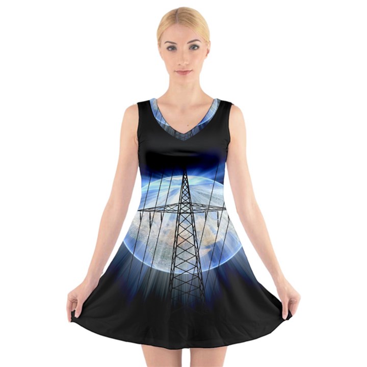 Energy Revolution Current V-Neck Sleeveless Skater Dress