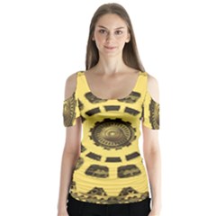 Gears Butterfly Sleeve Cutout Tee 