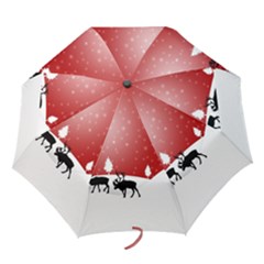 Reindeer In Snow Folding Umbrellas