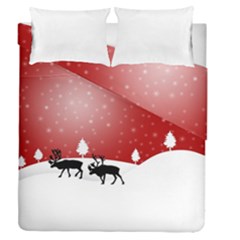 Reindeer In Snow Duvet Cover Double Side (queen Size) by Nexatart