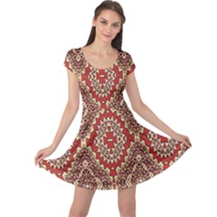 Seamless Carpet Pattern Cap Sleeve Dresses