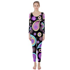 Paisley Pattern Background Colorful Long Sleeve Catsuit