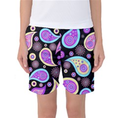 Paisley Pattern Background Colorful Women s Basketball Shorts