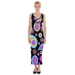 Paisley Pattern Background Colorful Fitted Maxi Dress