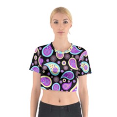 Paisley Pattern Background Colorful Cotton Crop Top