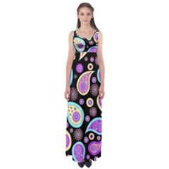 Paisley Pattern Background Colorful Empire Waist Maxi Dress