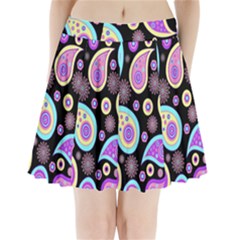 Paisley Pattern Background Colorful Pleated Mini Skirt