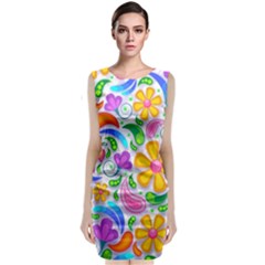 Floral Paisley Background Flower Sleeveless Velvet Midi Dress by Nexatart