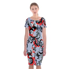 Dragon Pattern Classic Short Sleeve Midi Dress by Nexatart