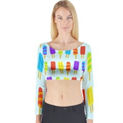 Food Pattern Long Sleeve Crop Top by Nexatart