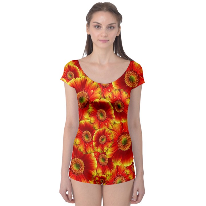 Gerbera Flowers Blossom Bloom Boyleg Leotard 