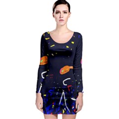 Abstraction Long Sleeve Bodycon Dress by Valentinaart