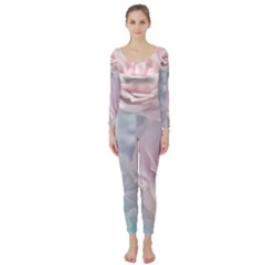 Pastel Roses Long Sleeve Catsuit