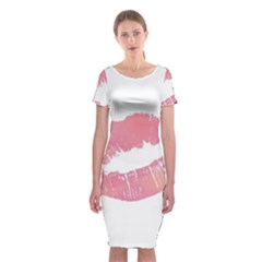 Pink Lips Classic Short Sleeve Midi Dress by Brittlevirginclothing
