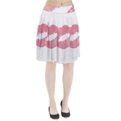 Pink Lips Pleated Skirt by Brittlevirginclothing