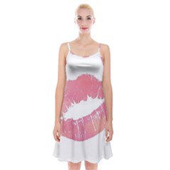 Pink Lips Spaghetti Strap Velvet Dress by Brittlevirginclothing